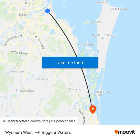 Wynnum West to Biggera Waters map