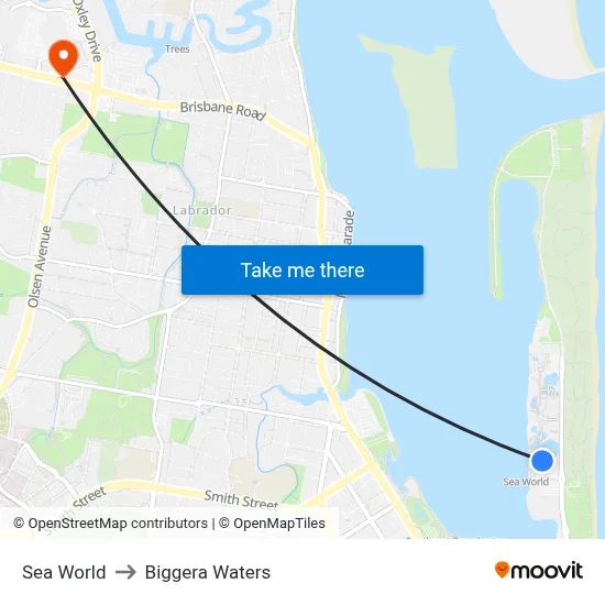 Sea World to Biggera Waters map