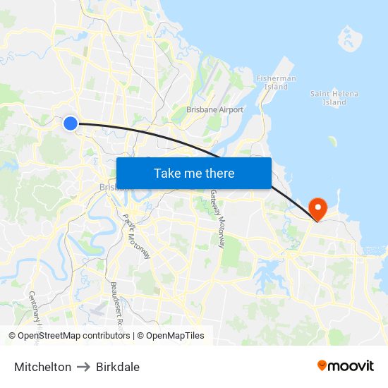 Mitchelton to Birkdale map