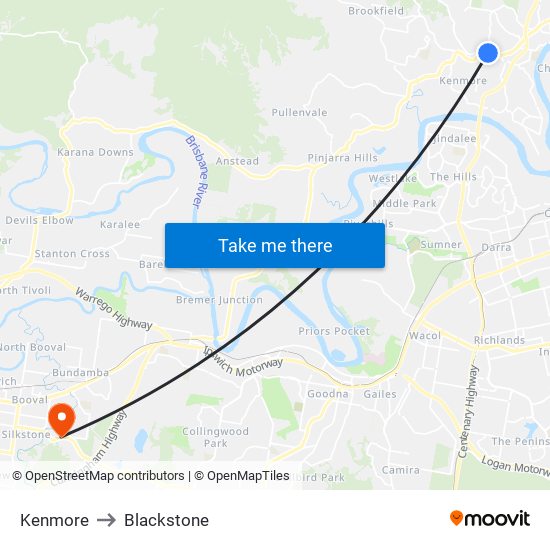 Kenmore to Blackstone map