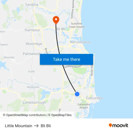Little Mountain to Bli Bli map