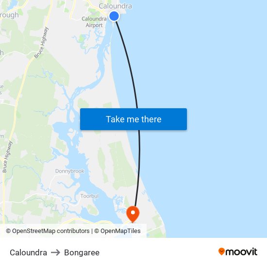 Caloundra to Bongaree map