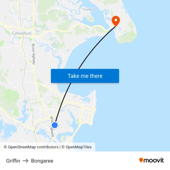 Griffin to Bongaree map