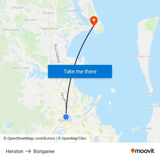 Herston to Bongaree map