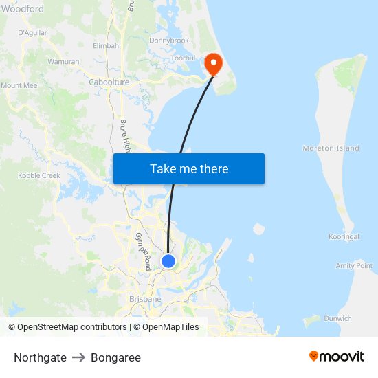 Northgate to Bongaree map