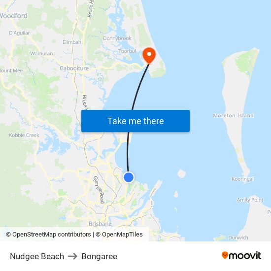 Nudgee Beach to Bongaree map