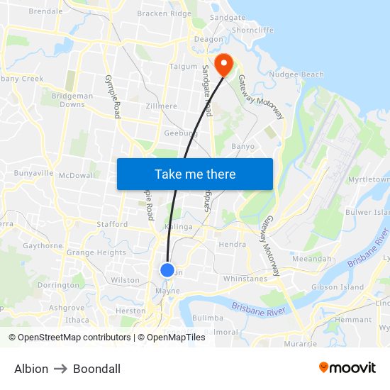 Albion to Boondall map