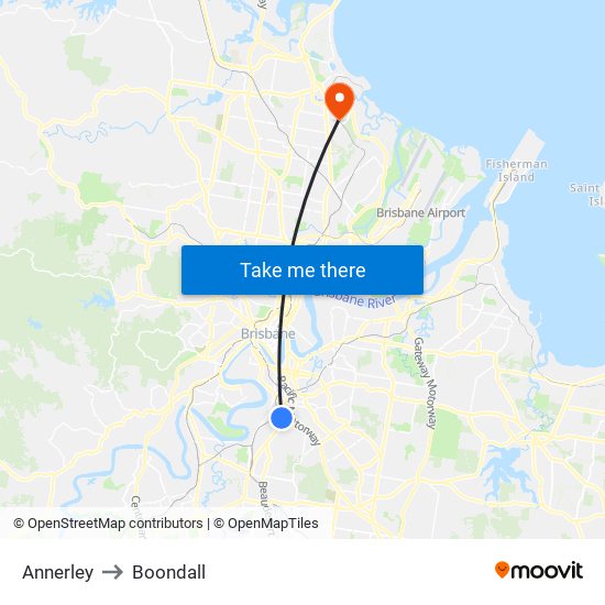 Annerley to Boondall map