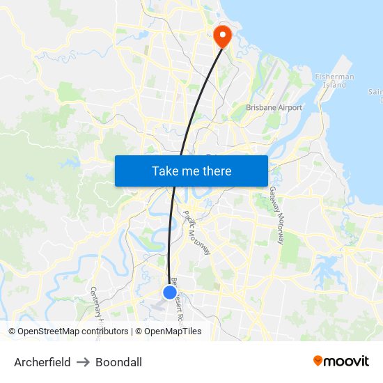 Archerfield to Boondall map