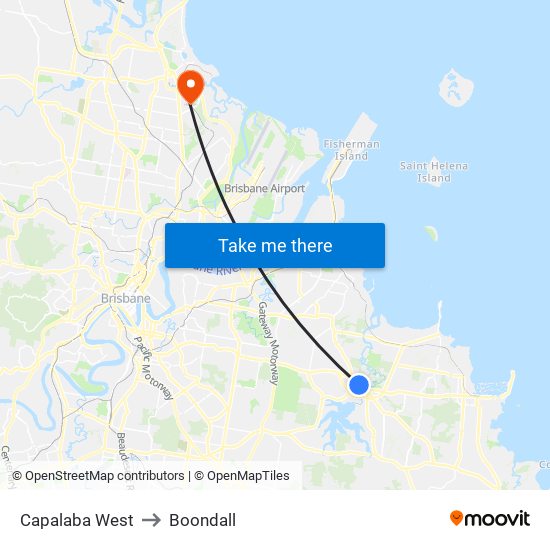 Capalaba West to Boondall map