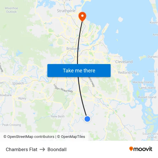 Chambers Flat to Boondall map