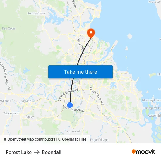 Forest Lake to Boondall map