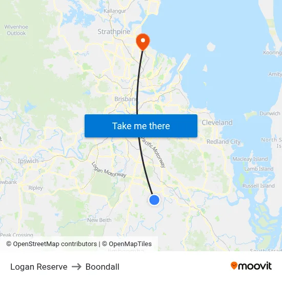 Logan Reserve to Boondall map