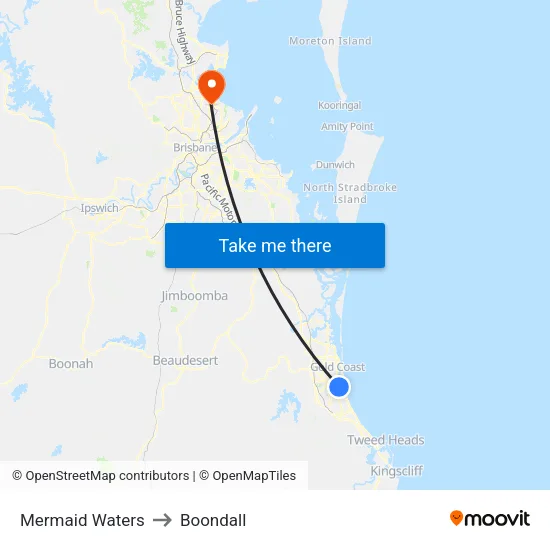 Mermaid Waters to Boondall map