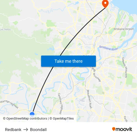 Redbank to Boondall map
