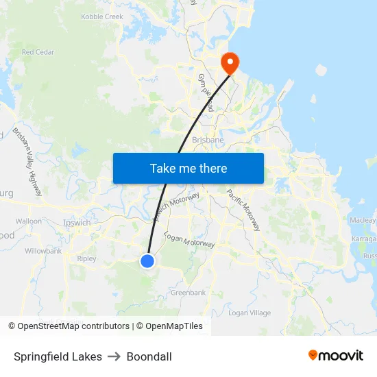 Springfield Lakes to Boondall map