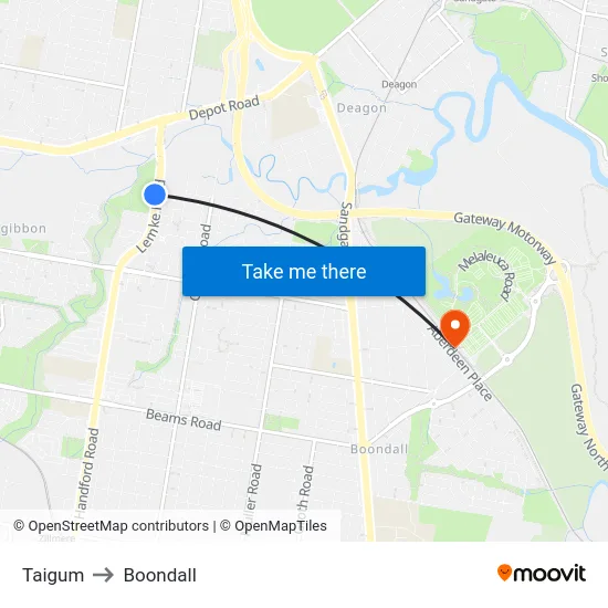 Taigum to Boondall map