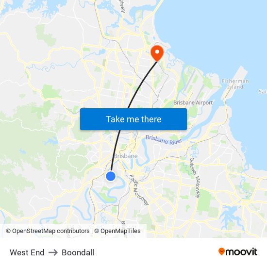 West End to Boondall map