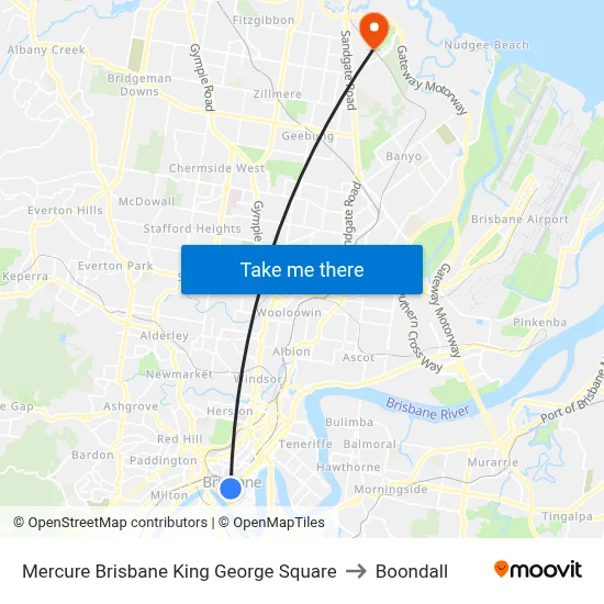 Mercure Brisbane King George Square to Boondall map