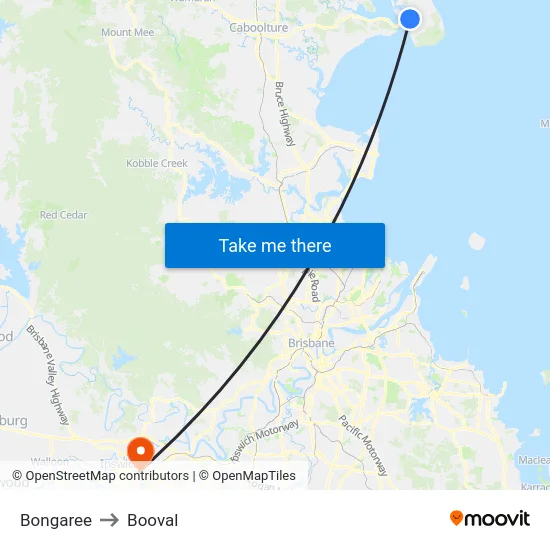 Bongaree to Booval map