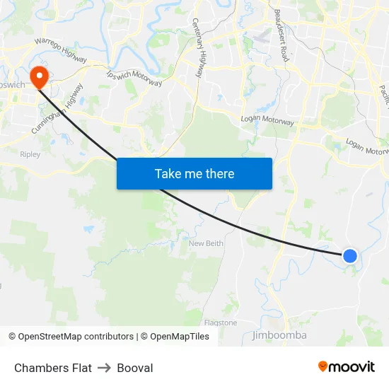 Chambers Flat to Booval map