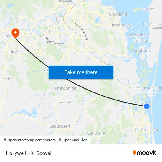 Hollywell to Booval map