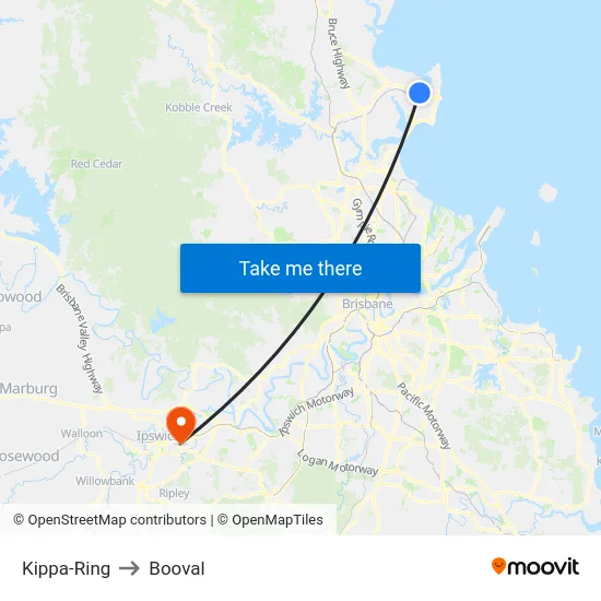 Kippa-Ring to Booval map