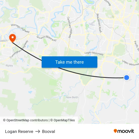 Logan Reserve to Booval map
