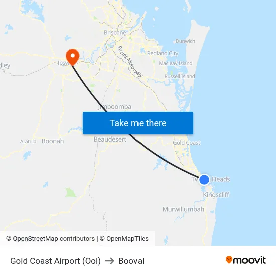 Gold Coast Airport (Ool) to Booval map