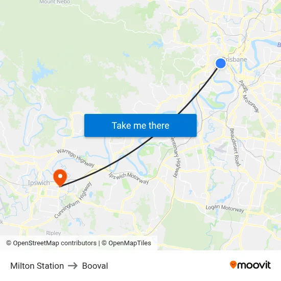 Milton Station to Booval map