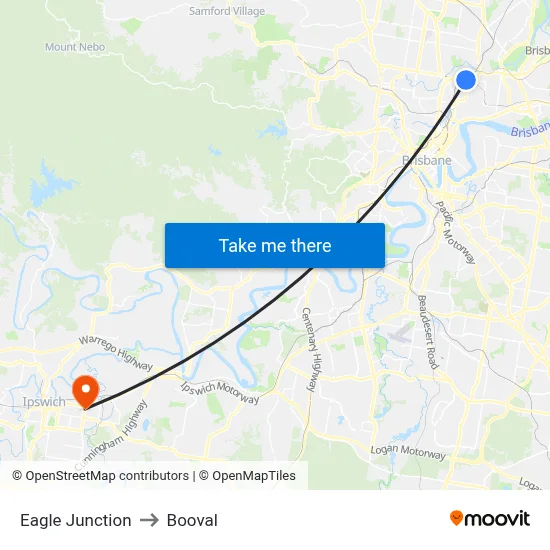 Eagle Junction to Booval map