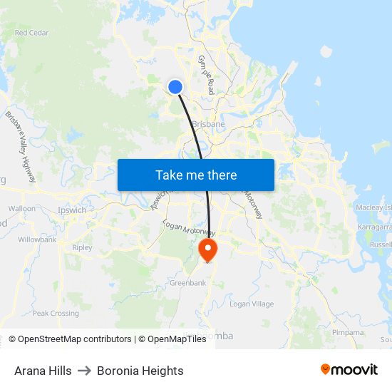 Arana Hills to Boronia Heights map