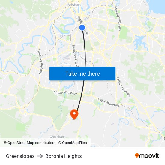 Greenslopes to Boronia Heights map