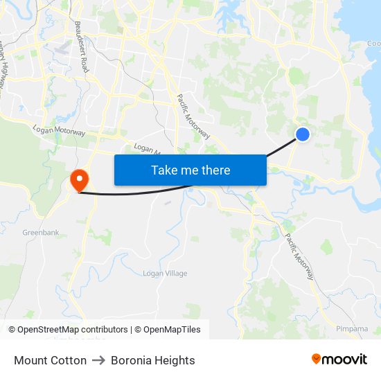 Mount Cotton to Boronia Heights map