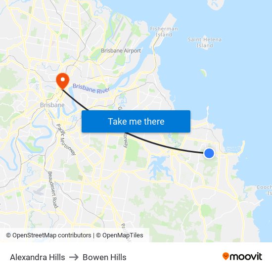 Alexandra Hills to Bowen Hills map