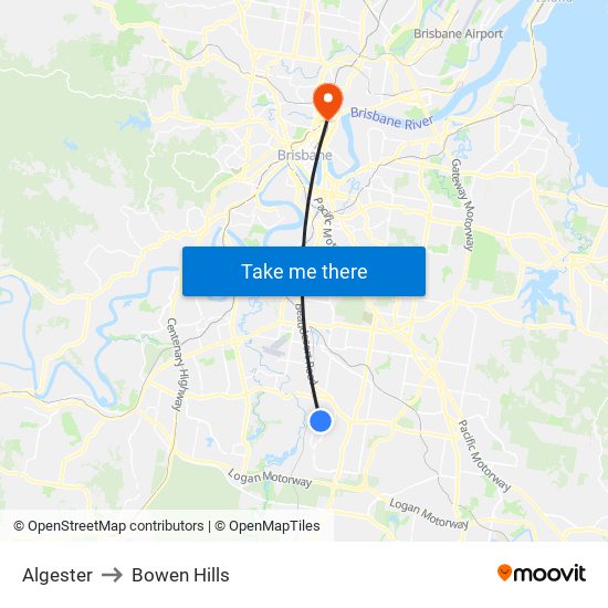 Algester to Bowen Hills map