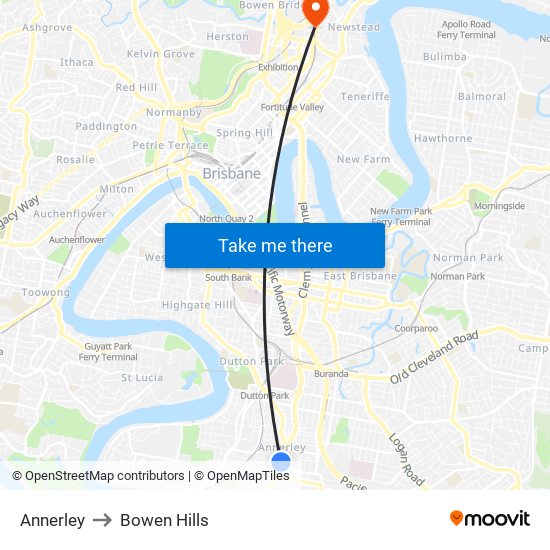 Annerley to Bowen Hills map