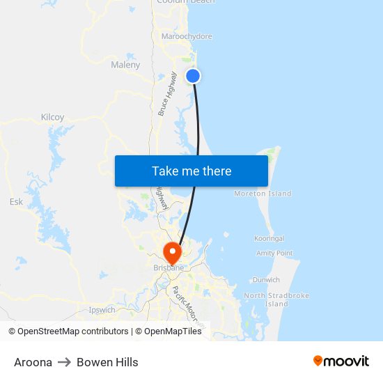 Aroona to Bowen Hills map