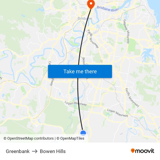 Greenbank to Bowen Hills map