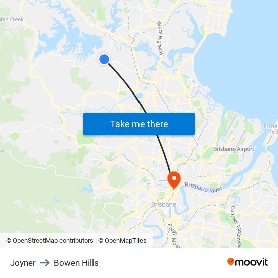 Joyner to Bowen Hills map