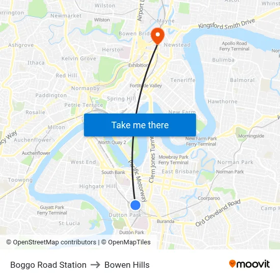 Boggo Road Station to Bowen Hills map