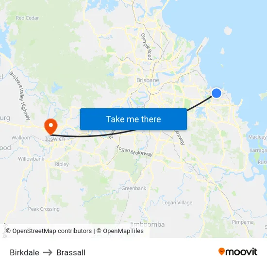 Birkdale to Brassall map