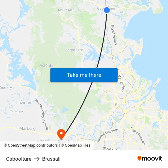 Caboolture to Brassall map