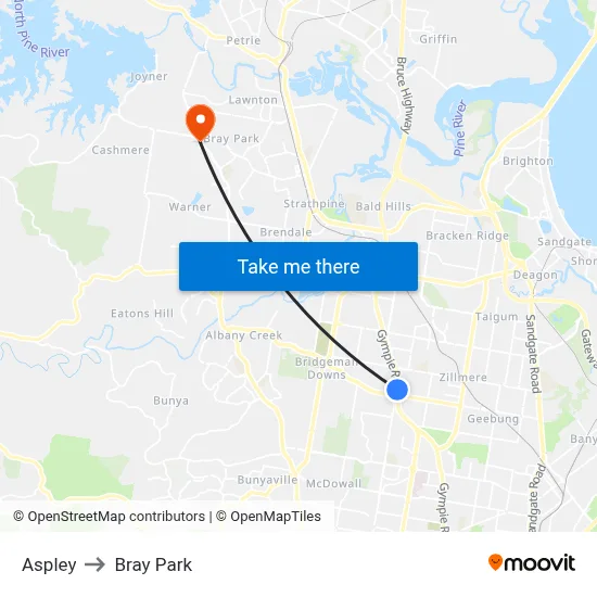 Aspley to Bray Park map
