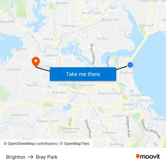 Brighton to Bray Park map