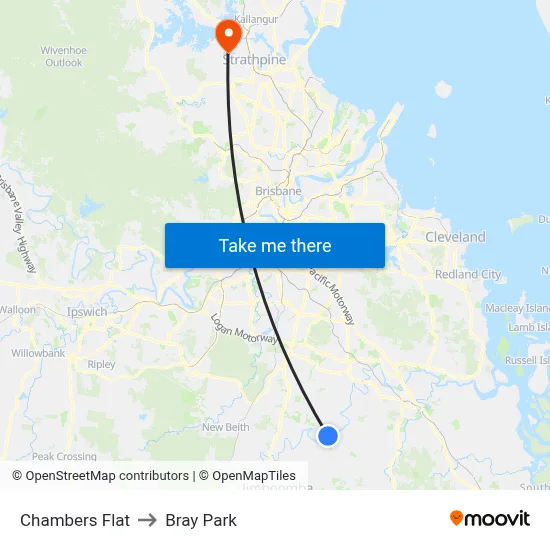Chambers Flat to Bray Park map
