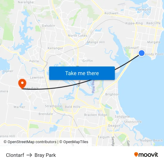 Clontarf to Bray Park map