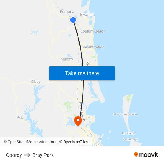 Cooroy to Bray Park map