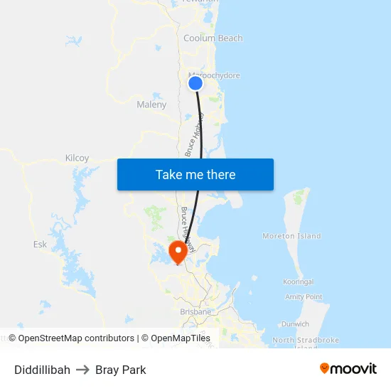 Diddillibah to Bray Park map