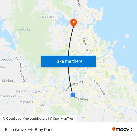 Ellen Grove to Bray Park map